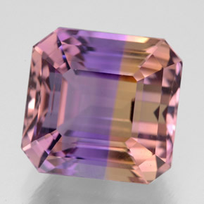 Ametrino bicolor natural de 8,63 ct, corte esmeralda, VVS-VS