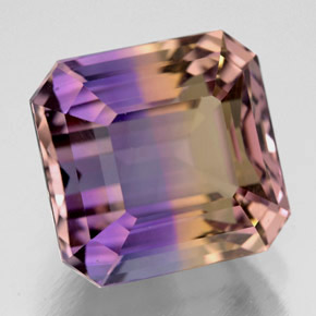 Ametrino bicolor natural de 8,63 ct, corte esmeralda, VVS-VS