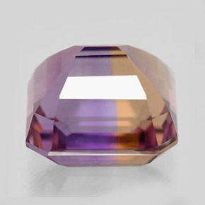 Ametrino bicolor natural de 8,63 ct, corte esmeralda, VVS-VS