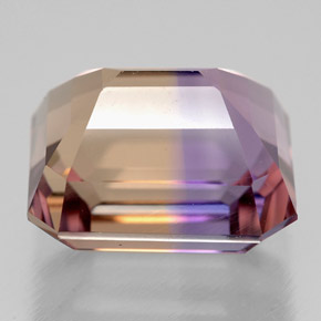 Ametrino bicolor natural de 8,48 ct, corte esmeralda, VVS