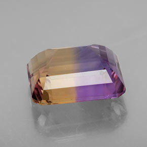 Ametrino bicolor natural de 10,02 ct, corte esmeralda, VVS