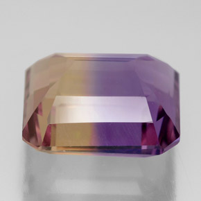 Ametrino bicolor natural de 7,95 ct, corte esmeralda, VVS