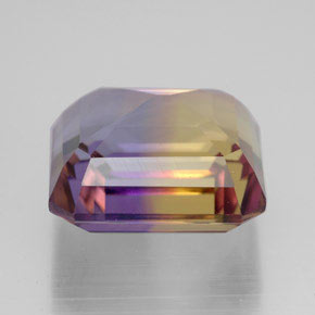 Ametrino bicolor natural de 11,38 ct, corte esmeralda, VVS