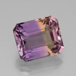 ametrino Bicolor natural de 4.80 ct, corte esmeralda, VVS