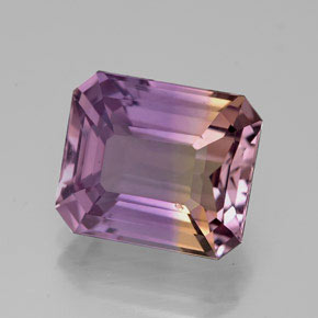 ametrino Bicolor natural de 4.80 ct, corte esmeralda, VVS