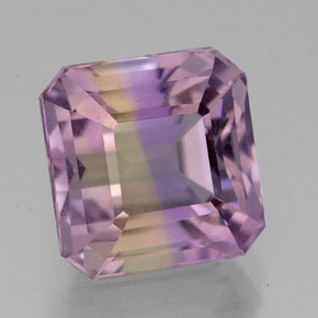 Ametrino bicolor natural de 6,36 ct, corte esmeralda, VVS