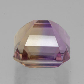 Ametrino bicolor natural de 6,36 ct, corte esmeralda, VVS
