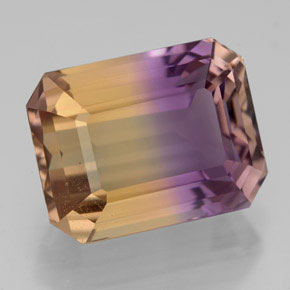 Ametrino bicolor natural de 8,94 ct, corte esmeralda, VVS-VS
