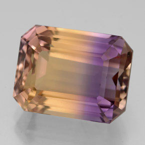 Ametrino bicolor natural de 8,94 ct, corte esmeralda, VVS-VS