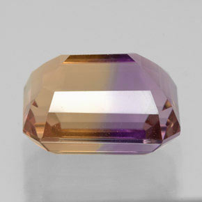 Ametrino bicolor natural de 8,94 ct, corte esmeralda, VVS-VS