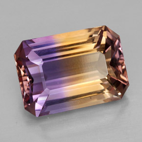 Ametrino bicolor natural de 9,44 ct, corte esmeralda, VVS