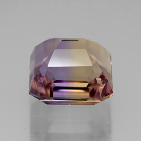 Ametrino bicolor natural de 5,66 ct, corte esmeralda, VVS