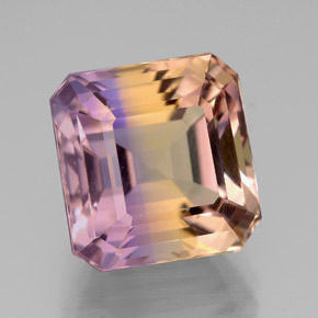 Ametrino bicolor natural de 7,68 ct, corte esmeralda, VVS