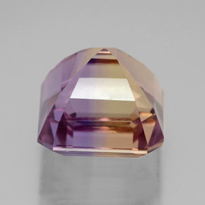 Ametrino bicolor natural de 7,68 ct, corte esmeralda, VVS