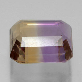 Ametrino bicolor natural de 7,02 ct, corte esmeralda, VVS