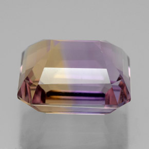 Ametrino bicolor natural de 9,78 ct, corte esmeralda, VVS