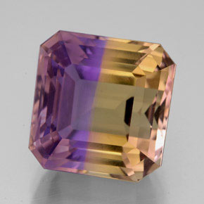 ametrino Bicolor natural de 12.20 ct, corte esmeralda, VVS