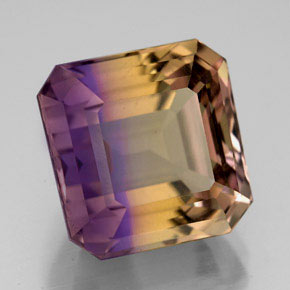 ametrino Bicolor natural de 12.20 ct, corte esmeralda, VVS