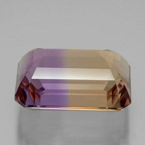 Ametrino bicolor natural de 8,67 ct, corte esmeralda, VVS