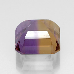 Ametrino bicolor natural de 10,91 ct, corte esmeralda, VVS