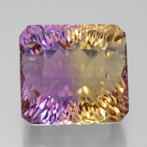 Ametrino bicolor natural de 13,95 ct, corte esmeralda, VVS-VS