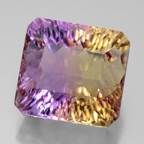 Ametrino bicolor natural de 13,95 ct, corte esmeralda, VVS-VS