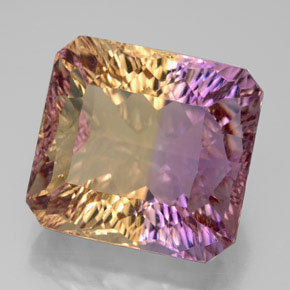 Ametrino bicolor natural de 13,66 ct, corte esmeralda, VVS