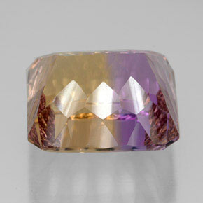 Ametrino bicolor natural de 13,66 ct, corte esmeralda, VVS