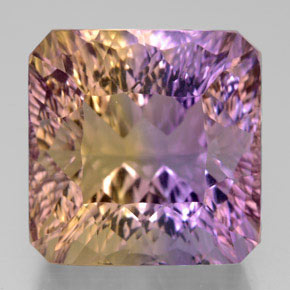 Ametrino bicolor natural de 14,05 ct, corte esmeralda, VVS