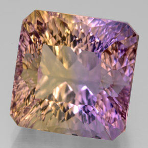Ametrino bicolor natural de 14,05 ct, corte esmeralda, VVS