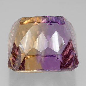 Ametrino bicolor natural de 14,05 ct, corte esmeralda, VVS