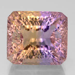 Ametrino bicolor natural de 14,66 ct, corte esmeralda, VVS