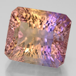 Ametrino bicolor natural de 14,66 ct, corte esmeralda, VVS