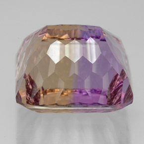 Ametrino bicolor natural de 14,66 ct, corte esmeralda, VVS