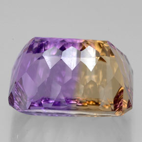 Ametrino bicolor natural de 10,80 ct, corte esmeralda, VVS