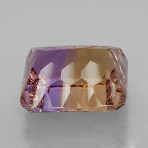 Ametrino bicolor natural de 12,08 ct, corte esmeralda, VVS