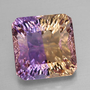 Ametrino bicolor natural de 12,03 ct, corte esmeralda, VVS