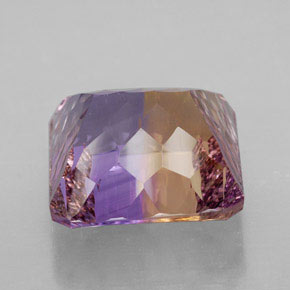 Ametrino bicolor natural de 12,03 ct, corte esmeralda, VVS