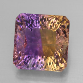 Ametrino bicolor natural de 13,93 ct, corte esmeralda, VVS