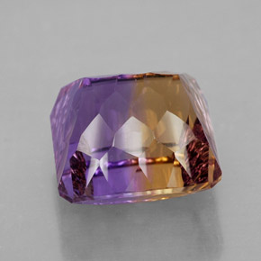 Ametrino bicolor natural de 13,93 ct, corte esmeralda, VVS