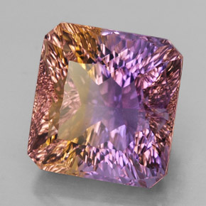 Ametrino bicolor natural de 14,07 ct, corte esmeralda, VVS