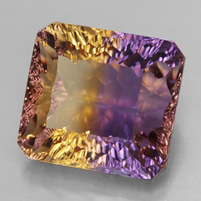 Ametrino bicolor natural de 13,32 ct, corte esmeralda, VVS