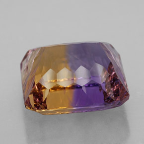 Ametrino bicolor natural de 13,32 ct, corte esmeralda, VVS