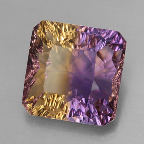 Ametrino bicolor natural de 9,82 ct, corte esmeralda, VVS