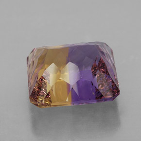 Ametrino bicolor natural de 9,82 ct, corte esmeralda, VVS