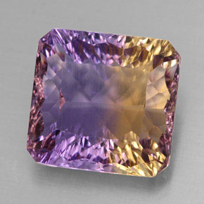 Ametrino bicolor natural de 11,06 ct, corte esmeralda, VVS