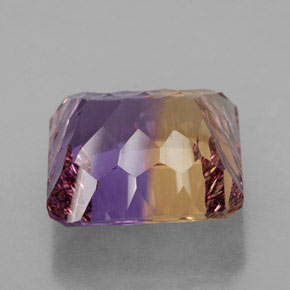 Ametrino bicolor natural de 11,06 ct, corte esmeralda, VVS