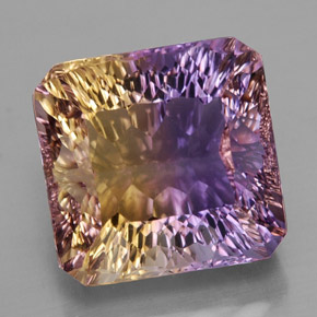 Ametrino bicolor natural de 15,03 ct, corte esmeralda, VVS