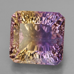 Ametrino bicolor natural de 15,03 ct, corte esmeralda, VVS