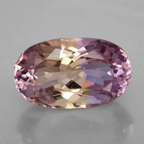Ametrino bicolor natural de 13,60 ct, corte óvalo, VVS